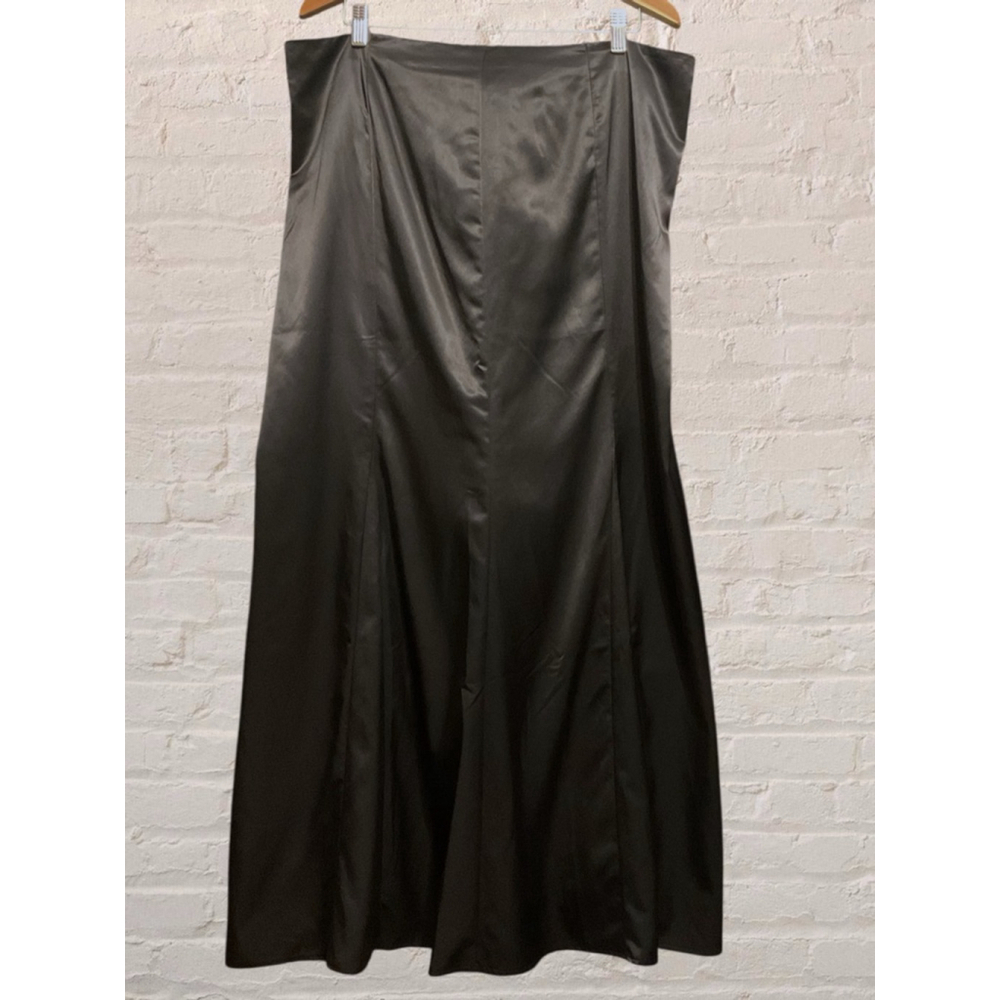 H&M Satin Slip Midi Skirt Black Bias Cut Size 16